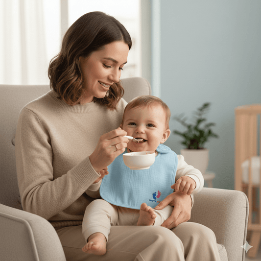 Chota Babu Muslin Cotton Baby Bib – Baby Blue - Chota Babu