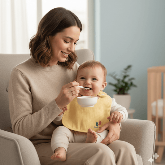 Chota Babu Muslin Cotton Baby Bib – Soft Yellow - Chota Babu