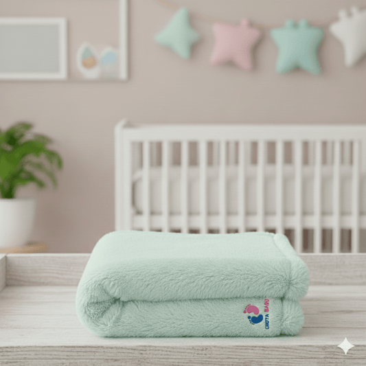Chota Babu Ultra - Soft Baby Fur Blanket - Mint Green - Chota Babu