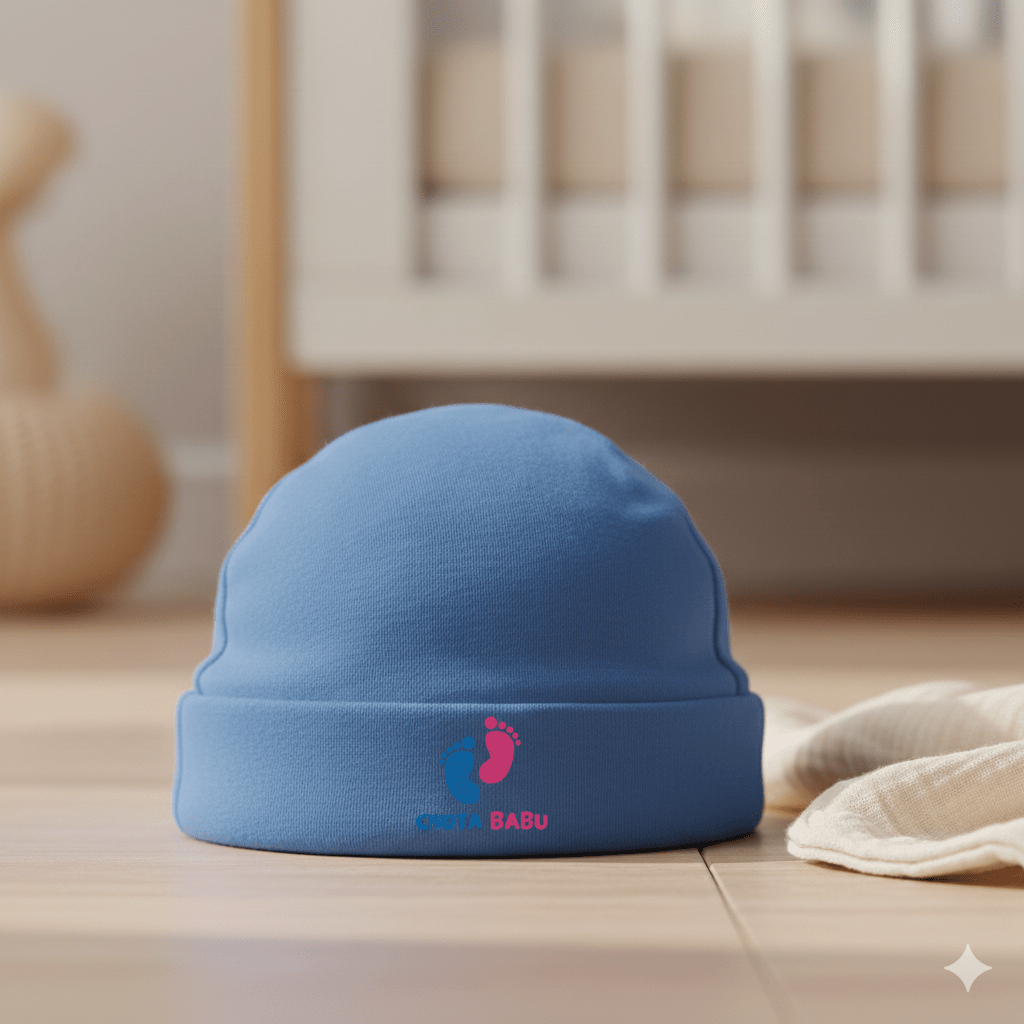 Baby Cotton Cap – Soft & Gentle Newborn Headwear | Blue - Chota Babu