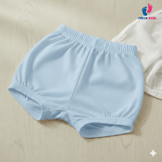Baby Cotton Shorts / Bloomers | Baby Blue - Chota Babu