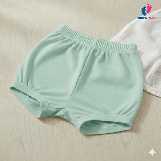 Baby Cotton Shorts / Bloomers | Mint Green - Chota Babu