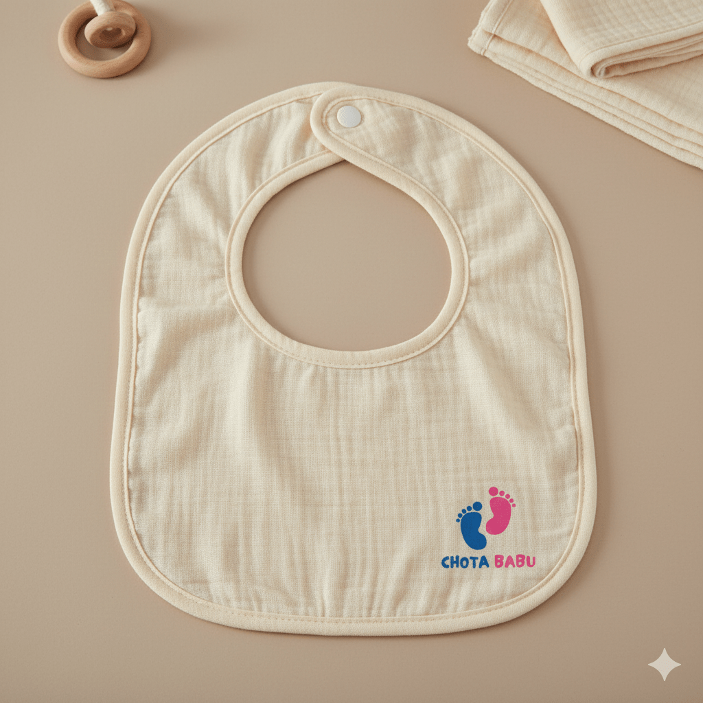 Chota Babu Muslin Cotton Baby Bib – Natural Cotton - Chota Babu