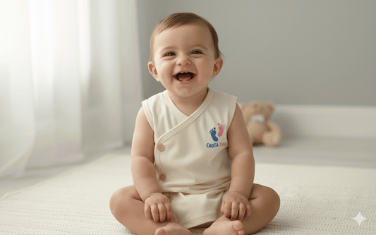 Chota Babu Newborn Sleeveless Jhabla – Cream - Chota Babu