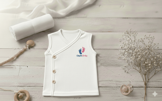 Chota Babu Newborn Sleeveless Jhabla – White - Chota Babu