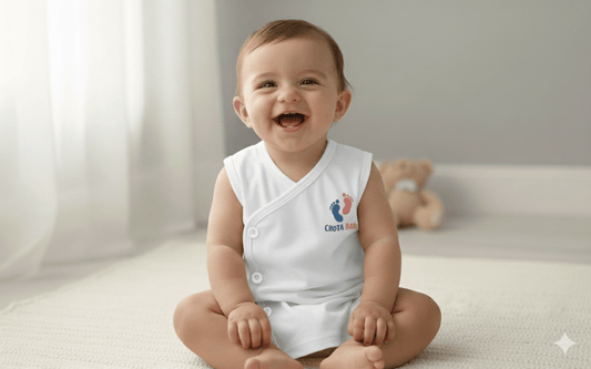 Chota Babu Newborn Sleeveless Jhabla – White - Chota Babu