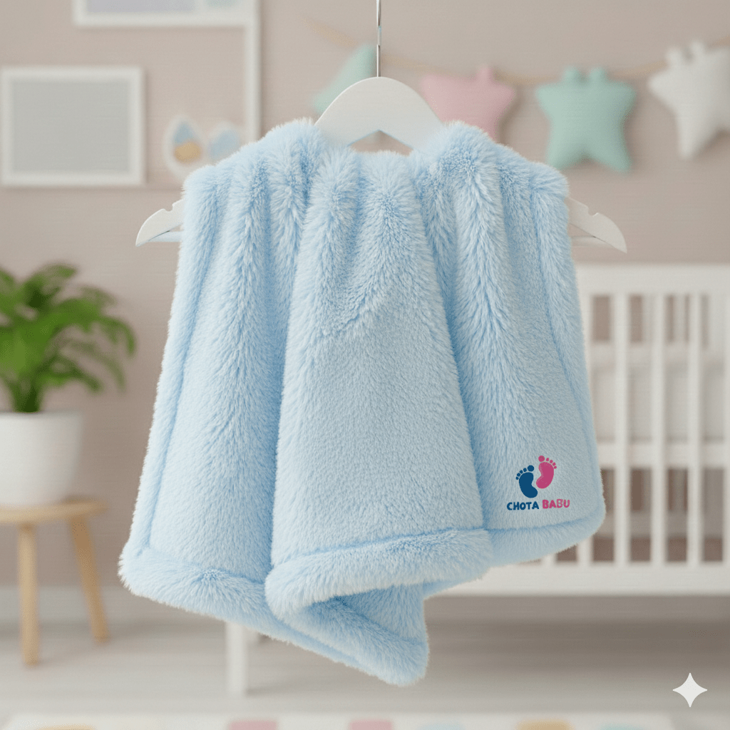 Chota Babu Ultra - Soft Baby Fur Blanket - Baby Blue - Chota Babu