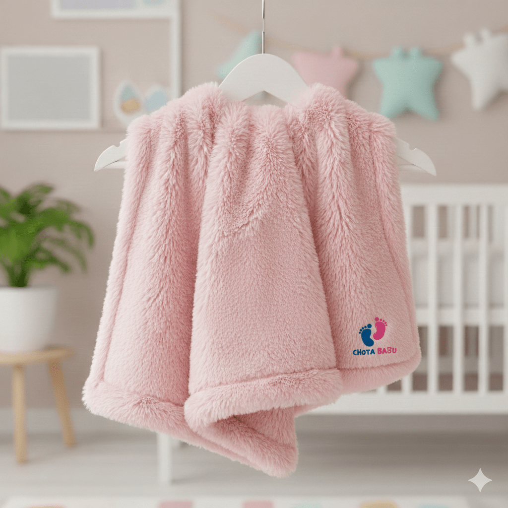 Chota Babu Ultra - Soft Baby Fur Blanket - Baby Pink - Chota Babu