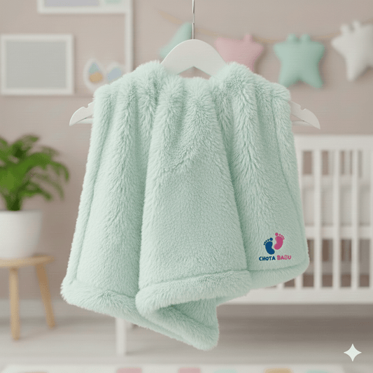 Chota Babu Ultra - Soft Baby Fur Blanket - Mint Green - Chota Babu