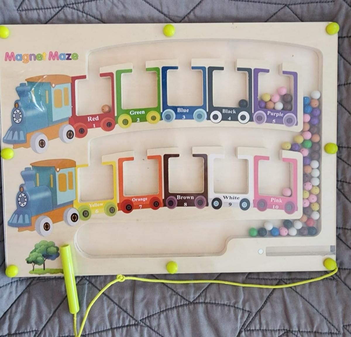 Magnetic Color & Number Maze Montessori Wooden Puzzle Game Board - Chota Babu