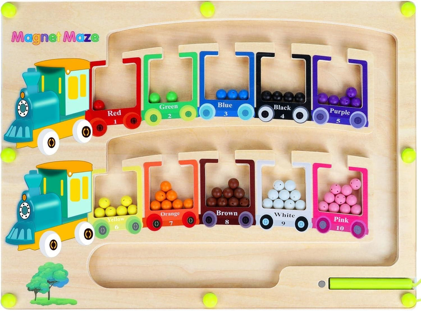 Magnetic Color & Number Maze Montessori Wooden Puzzle Game Board - Chota Babu